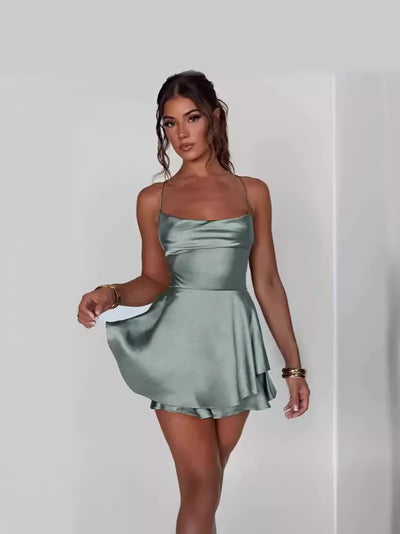Sexy Slim Fit and Slim Off Back Suspended Dress and Pants