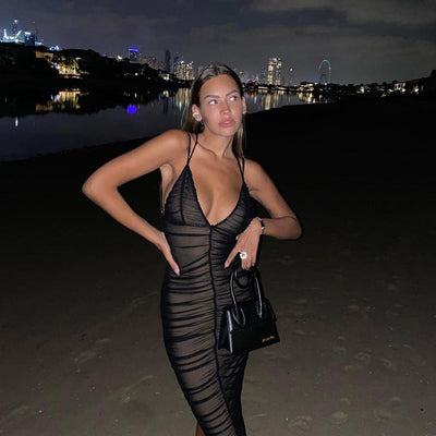 Backless Slim Mid-Length Dress