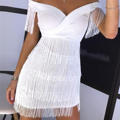 Off Shoulder Tassel Dress