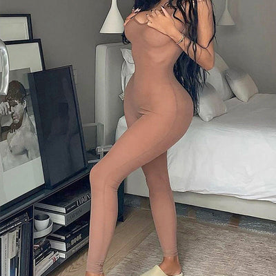 Sleeveless Mesh Jumpsuit