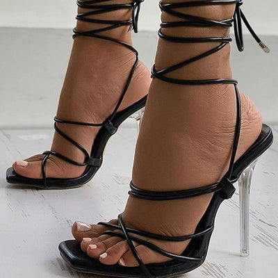 Clear Crystal Heel Pumps