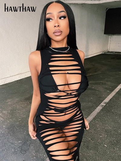 Hollow Out Bodycon Sleeveless Dress